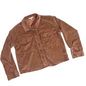 Maurices Women's Solid Corduroy Button Down Long Sleeve Cropped Shacket Size M